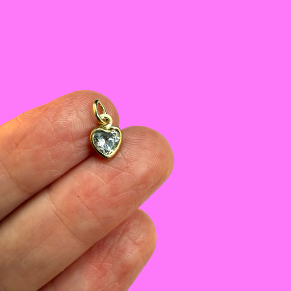 VINTAGE 9ct CRYSTAL HEART CHARM