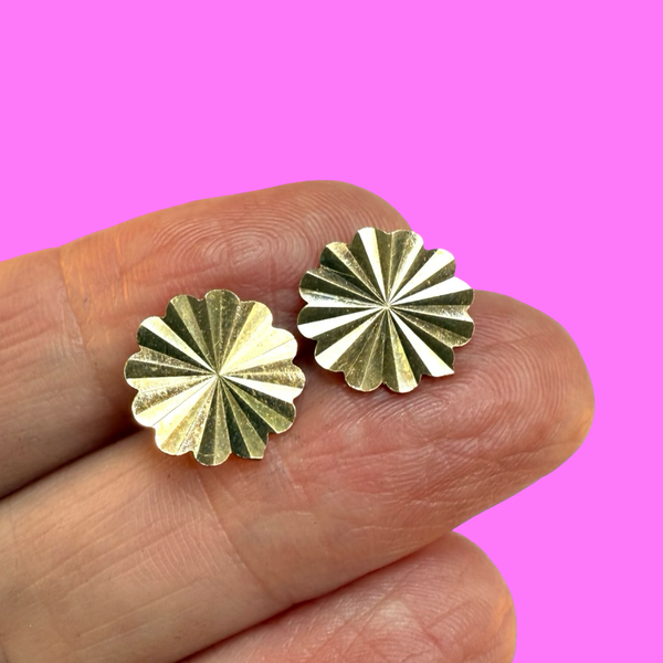 9CT VINTAGE SUNBURST STUD DISCO EARRINGS STUDS 1972