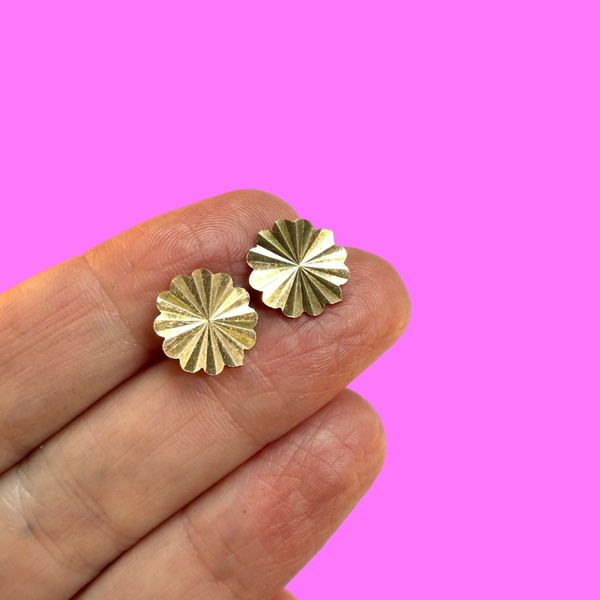 9CT VINTAGE SUNBURST STUD DISCO EARRINGS STUDS 1972